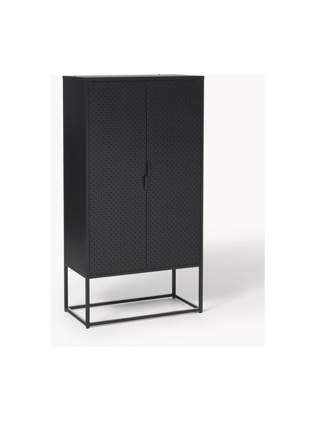Metalen kast Neptun met deuren, Gepoedercoat metaal, Zwart, B 80 x H 150 cm