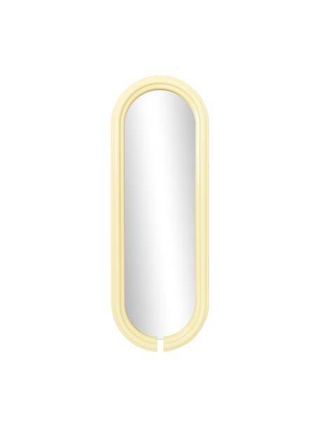 Specchio ovale alto Mael, Cornice: pannello di fibra a media, Retro: pannello di fibra a media, Superficie dello specchio: lastra di vetro, Giallo, Larg. 50 x Alt. 140 cm