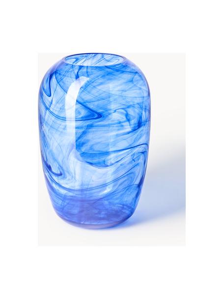 Handgemaakte glazen vaas Helvi, Glas, Blauw, semi-transparant, Ø 20 x H 30 cm