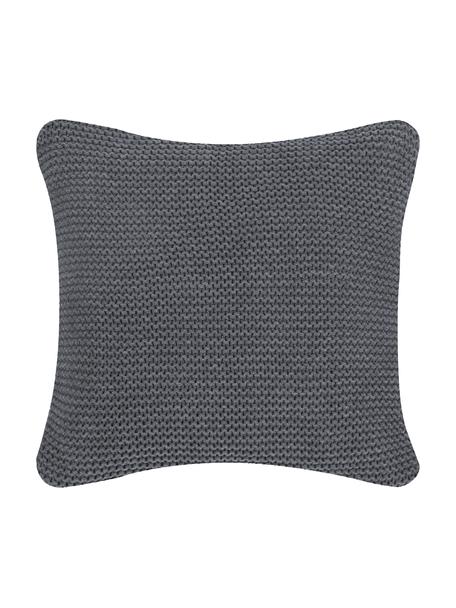 Dzianinowa poszewka na poduszkę z bawełny organicznej  Adalyn, 100% bawełna organiczna, certyfikat GOTS, Ciemny  szary, S 40 x D 40 cm