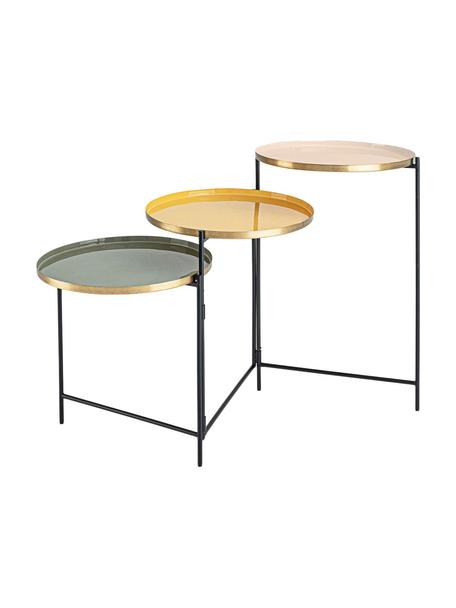 Skládací odkládací stolek se 3 policemi Amrita, Růžová, žlutá, zelená, Š 112 cm, H 38 cm