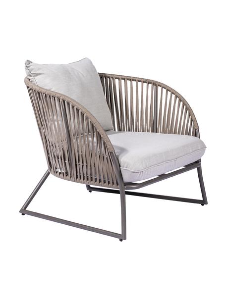 Fauteuil lounge de jardin Indonesia, Beige, gris, larg. 98 x prof. 90 cm
