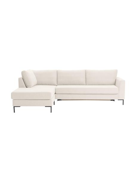 Rozkładana sofa narożna Luna (3-osobowa), Tapicerka: 100% poliester, certyfika, Stelaż: lite drewno bukowe, drewn, Nogi: metal galwanizowany, Beżowa tkanina, S 270 x G 184 cm, lewostronna