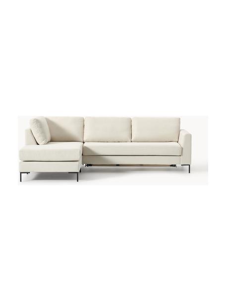 Schlafsofa Luna (3-Sitzer) mit Matratze, Bezug: 100 % Polyester Der strap, Gestell: Massives Buchenholz, Schi, Füße: Metall, galvanisiert Dies, Webstoff Off White, B 270 x T 184 cm, Eckteil links