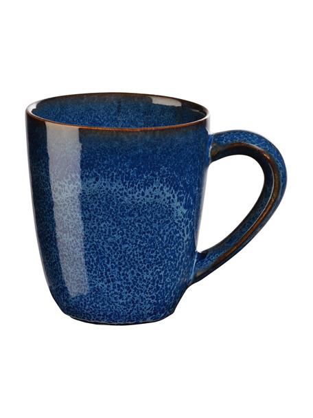 Tasses en grès artisanales Midnight, 6 pièces, Grès cérame, Bleu foncé, Ø 9 x haut. 10 cm, 250 ml