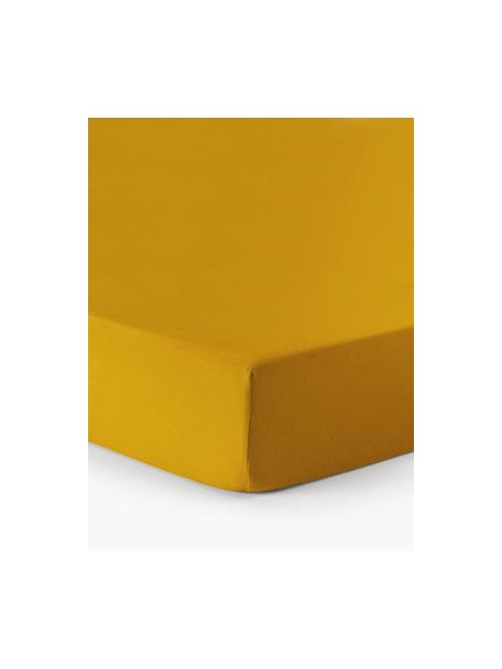 Flanelové napínací prostěradlo na topper Biba, Hořčicově žlutá, Š 180 cm, D 200 cm, V 15 cm