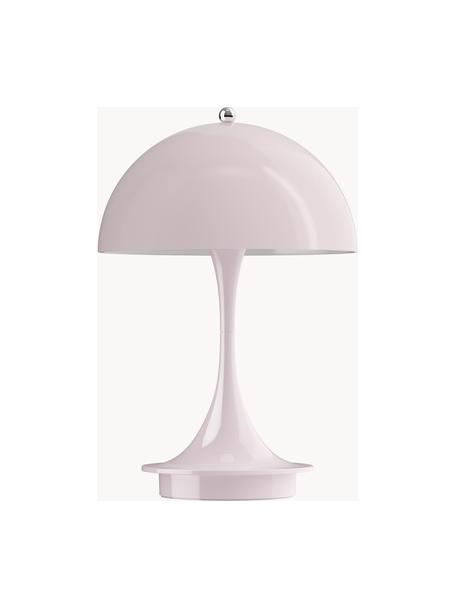 Lampada da tavolo portatile a LED con luce regolabile Panthella, alt. 24 cm, Paralume: vetro acrilico, Struttura: alluminio rivestito, Vetro acrilico rosa chiaro, Ø 16 x Alt. 24 cm