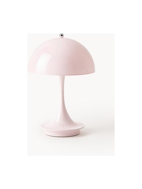 Lampada da tavolo portatile a LED con luce regolabile Panthella, alt. 24 cm, Paralume: vetro acrilico, Struttura: alluminio rivestito, Vetro acrilico rosa chiaro, Ø 16 x Alt. 24 cm