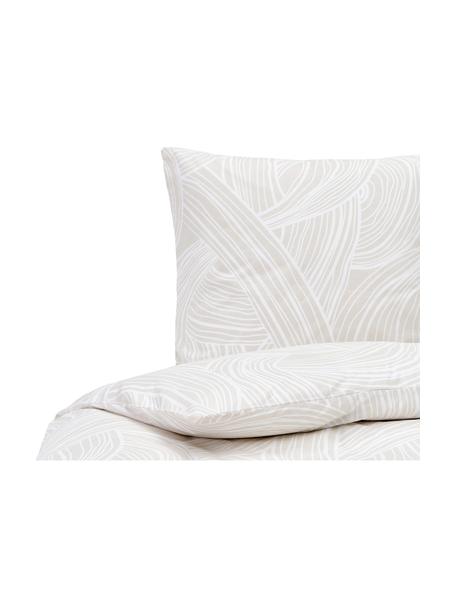 Vzorovaná bavlnená posteľná bielizeň Korey, Béžová, biela, 135 x 200 cm + 1 vankúš 80 x 80 cm