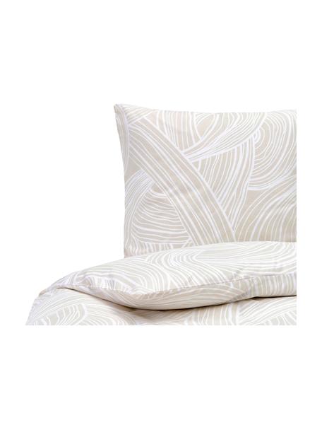 Pościel z bawełny Korey, Beżowy, biały, 135 x 200 cm + 1 poduszka 80 x 80 cm