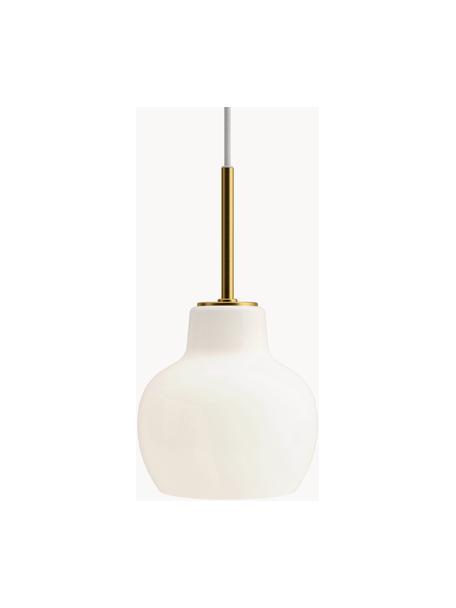Mondgeblazen hanglamp VL Ring Crown, Lampenkap: opaalglas, mondgeblazen, Messing, wit, Ø 19 x H 34 cm