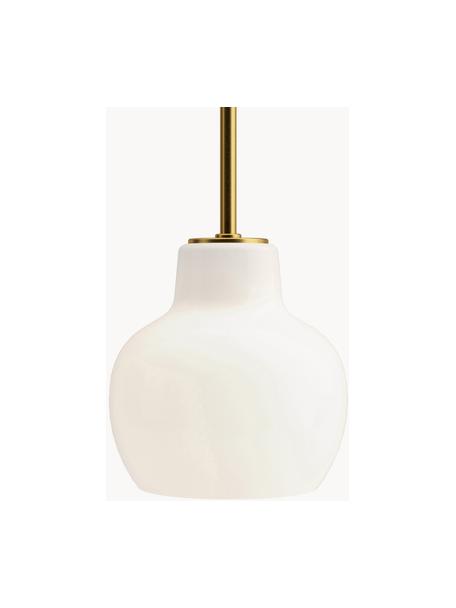 Lampada a sospensione in vetro soffiato VL Ring Crown, Paralume: vetro opalino soffiato a , Ottone, bianco, Ø 19 x Alt. 34 cm