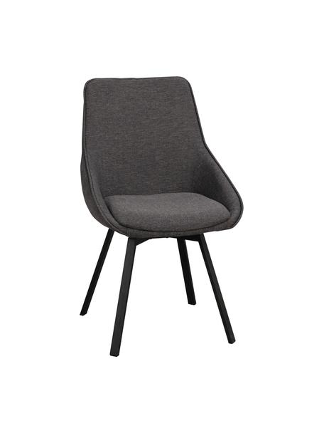 Čalouněná otočná židle s kovovými nohami Alison, Tmavě šedá, Š 51 cm, H 57 cm