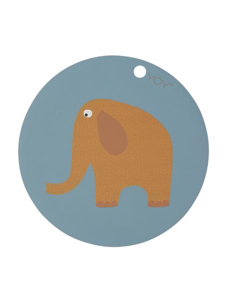 Tovaglietta in silicone con elefantino Elephant, Silicone, Blu, marrone, arancione, bianco, nero, Ø 39 cm