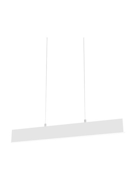 Grote LED hanglamp Step in wit, Lampenkap: gecoat metaal, Baldakijn: gecoat metaal, Decoratie: gecoat metaal, Wit, zilverkleurig, 91 x 20 cm