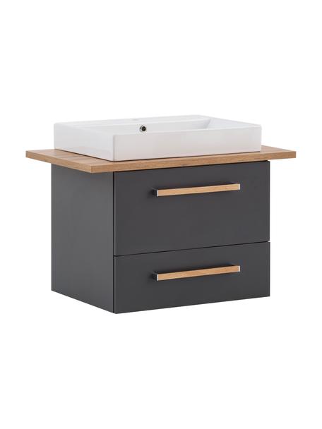 Waschtisch mit Unterschrank Alberto, B 82 cm, Griffe: Metall, beschichtet in Ei, Anthrazit, B 82 x H 62 cm