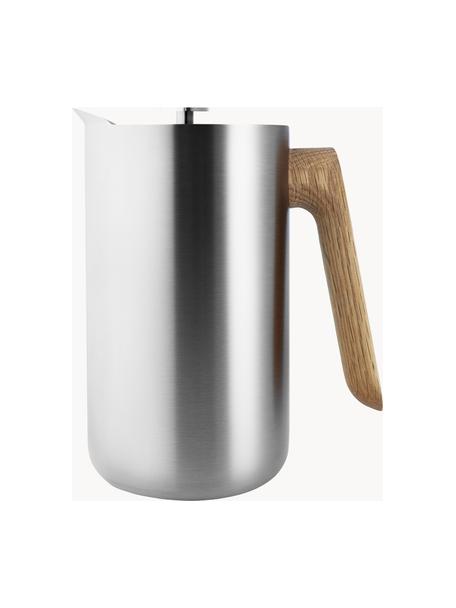 French Press Kaffeebereiter Nordic Kitchen, 1 L, Kanne: Edelstahl, Griff: Eichenholz, Silberfarben, Eichenholz, 1 L