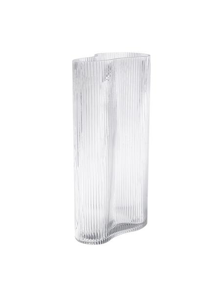 Mondgeblazen design vaas Dawn met groefreliëf, Glas, Transparant, B 16 cm x H 30 cm
