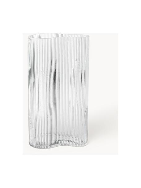 Mondgeblazen design vaas Dawn met groefreliëf, Glas, Transparant, B 16 cm x H 30 cm