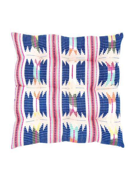 Coussin de chaise brodé Maria, Endroit : multicolore Envers : beige, larg. 40 x long. 40 cm