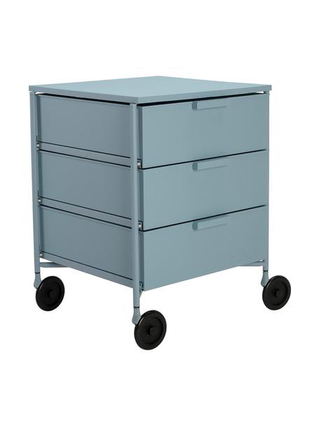 Contenitore mobile Mobil, Tecnopolimero termoplastico ricavato da materiale industriale riciclato, Azzurro, Larg. 49 x Alt. 63 cm
