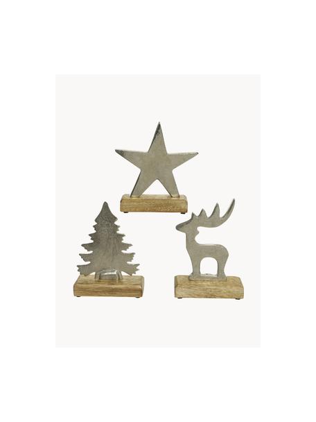 Sada vánočních figurek s povrchovou úpravou Christmas, 3 díly, Stříbrná, Š 11 cm, V 12 cm