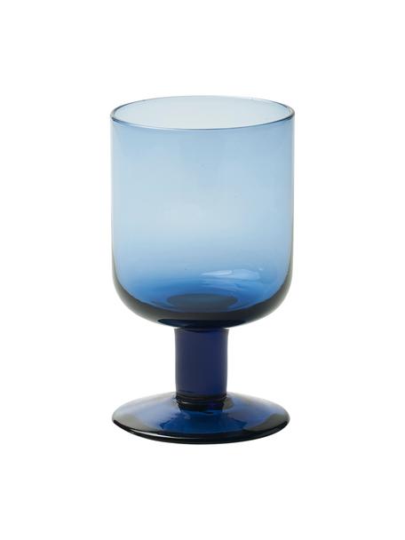 Ručne fúkaný pohár na víno Bloom, 6 ks, Fúkané sklo, Modrá, Ø 7 x V 12 cm, 220 ml