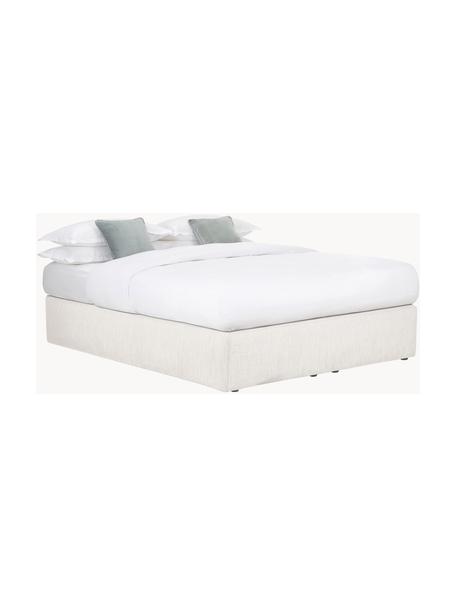 Boxspringbed Enya, Matras: 5-zones pocketvering, Poten: kunststof, Geweven stof greige, B 140 x L 200 cm, hardheidsgraad H3