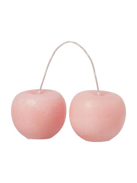 Candela fatta a mano a forma di ciliegie Fruit, Paraffina, Rosa chiaro, Ø 10 x Alt. 8 cm