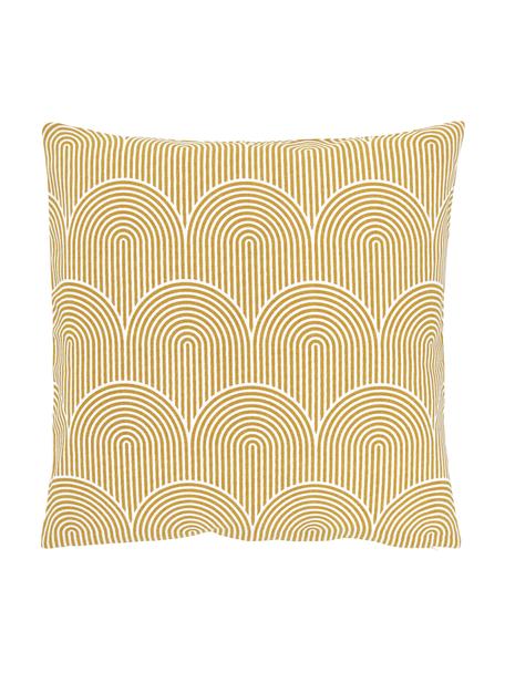 Federa arredo in cotone gialla/bianca Arc, 100% cotone, Giallo, Larg. 45 x Lung. 45 cm