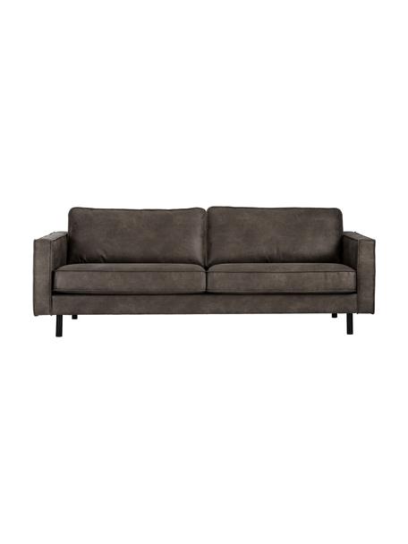 Sofá de cuero reciclado Hunter (3 plazas), Tapizado: cuero reciclado (70% cuer, Estructura: madera de pino maciza y f, Patas: metal con pintura en polv, Cuero gris topo, An 219 x F 90 cm