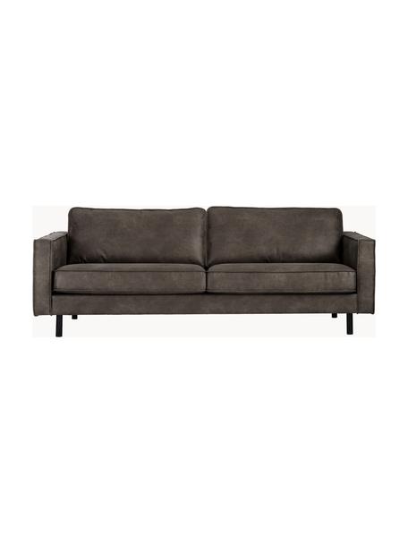 Sofa ze skóry z recyklingu Hunter (3-osobowa), Tapicerka: skóra z recyklingu (70% s, Stelaż: lite drewno sosnowe z cer, Nogi: metal malowany proszkowo , Skóra taupe, S 219 x G 90 cm