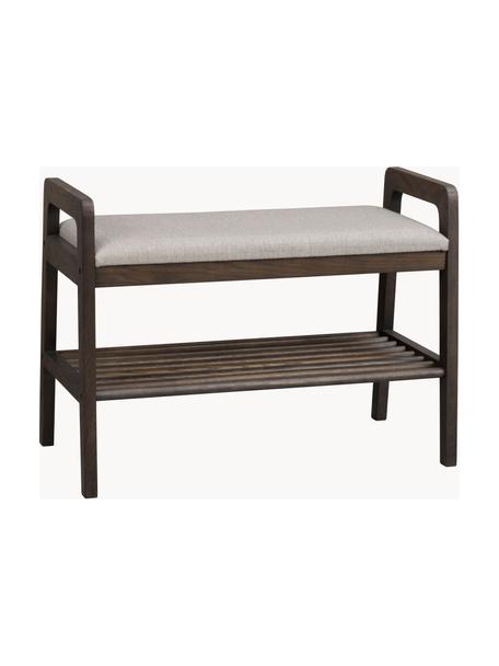 Banco tapizado con estante Inverness, Tapizado: tela, Estructura: roble, Tejido beige, roble, An 75 x Al 55 cm