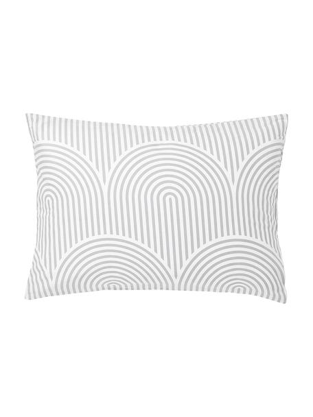 Funda de almohada de algodón estampada Arcs, Gris, blanco, An 50 x L 70 cm