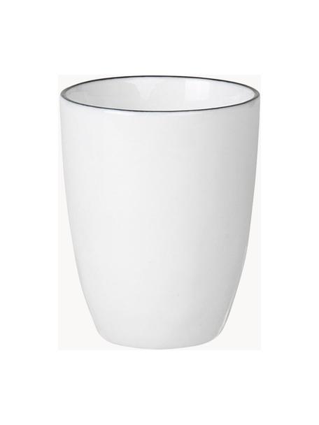 Handgemachte Espressobecher Salt aus Porzellan, 4 Stück, Porzellan, Gebrochenes Weiß mit schwarzem Rand, Ø 6 x H 8 cm, 100 ml