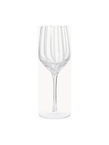 Kieliszek do białego wina ze szkła dmuchanego Stripe, Szkło dmuchane, Transparentny, biały, Ø 8 x W 21 cm, 350 ml