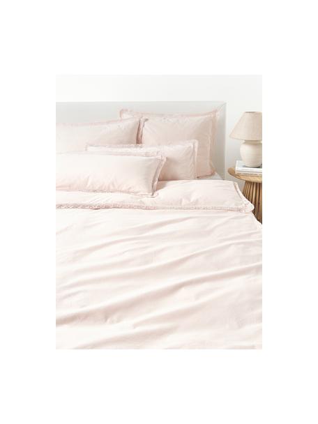 Baumwoll-Bettdeckenbezug Adoria mit Rüschen, Webart: Renforcé Renforcé besteht, Hellrosa, B 155 x L 220 cm