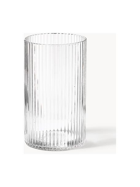 Mundgeblasene Longdrinkgläser Ripple mit Rillenrelief, 4 Stück, Glas, mundgeblasen, Transparent, glänzend, Ø 5 x H 9 cm, 140 ml