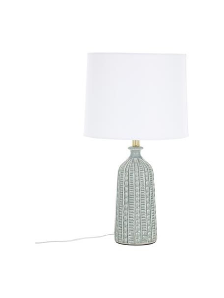 Lampada da tavolo grande in ceramica Nizza, Paralume: tessuto, Base della lampada: ceramica, metallo ottonat, Verde salvia, Ø 33 x Alt. 60 cm