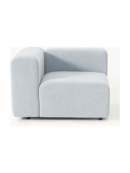 Bouclé-Eckmodul Lena, Bezug: Bouclé (93 % Polyester, 6, Gestell: Buchenholz, Spanplatte, H, Bouclé Hellblau, B 106 x T 106 cm, Eckteil links