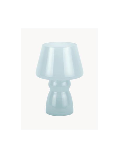 Lámpara de mesa pequeña LED Classic, portátil, Vidrio, Azul claro transparente, Ø 17 x Al 26 cm