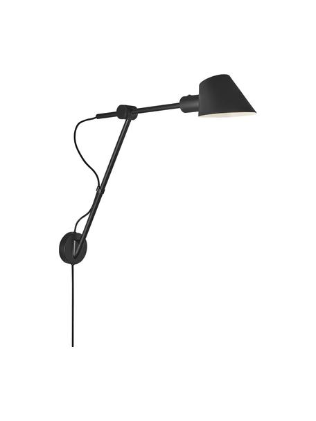 Grosse Wandleuchte Stay mit Stecker, Lampenschirm: Metall, beschichtet, Schwarz, 15 x 55 cm
