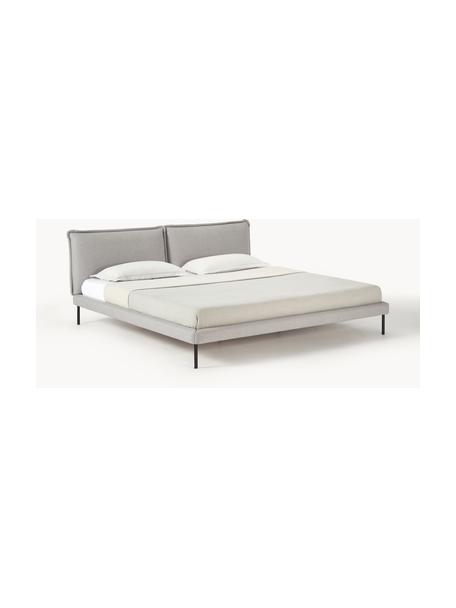 Letto imbottito Amelia, Rivestimento: 100% poliestere Il rivest, Struttura: compensato, Piedini: legno certificato FSC, pl, Tessuto grigio chiaro, Larg. 200 x Lung. 200 cm