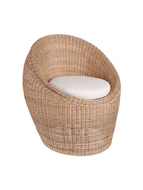 Rotan stoel Bolsena met stoelkussen, Lichtbruin, wit, B 76  x D 79 cm