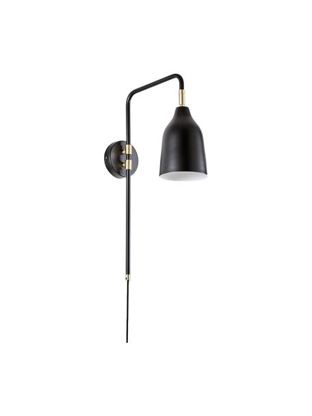 Veľká nástenná lampa so zástrčkou Mora, Čierna, odtiene zlatej, H 35 x V 50 cm