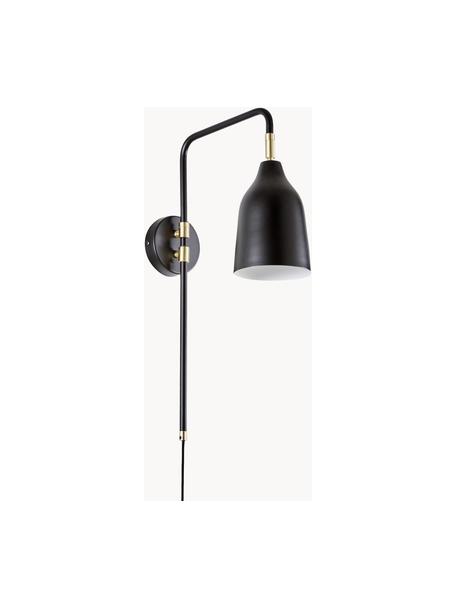 Plafondlamp Silvan, Lampenkap: gepoedercoat metaal, Frame: gepoedercoat metaal, Decoratie: vermessingd metaal, Zwart, goudkleurig, D 35 x H 50 cm