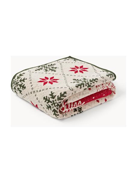 Plaid avec motif de Noël tricoté Noël Starry, 100 % coton

Le matériau est certifié STANDARD 100 OEKO-TEX®, CITEVE, 137 CITEVE, Beige clair, rouge, vert foncé, larg. 130 x long. 170 cm