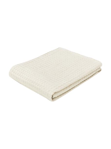 Narzuta z piki waflowej Panal, 100% bawełna, Kremowobiały, 180 x 260 cm (do łóżek do 140 x 200 cm)