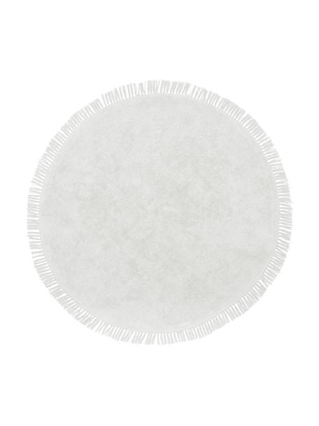 Tappeto rotondo in cotone taftato a mano con frange Daya, Grigio chiaro, Ø 110 cm (taglia S)