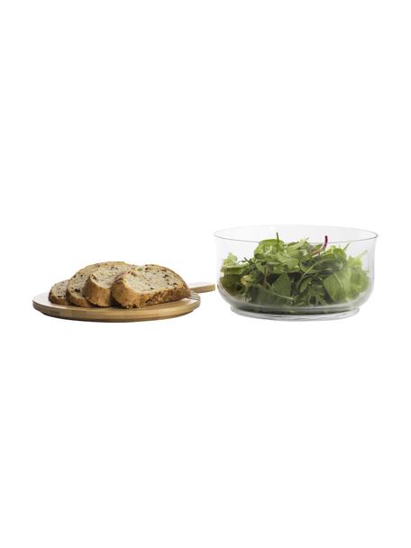 Set de ensaladera con fuente para servir Nature, 2 pzas., Transparente, marrón claro, Set de diferentes tamaños
